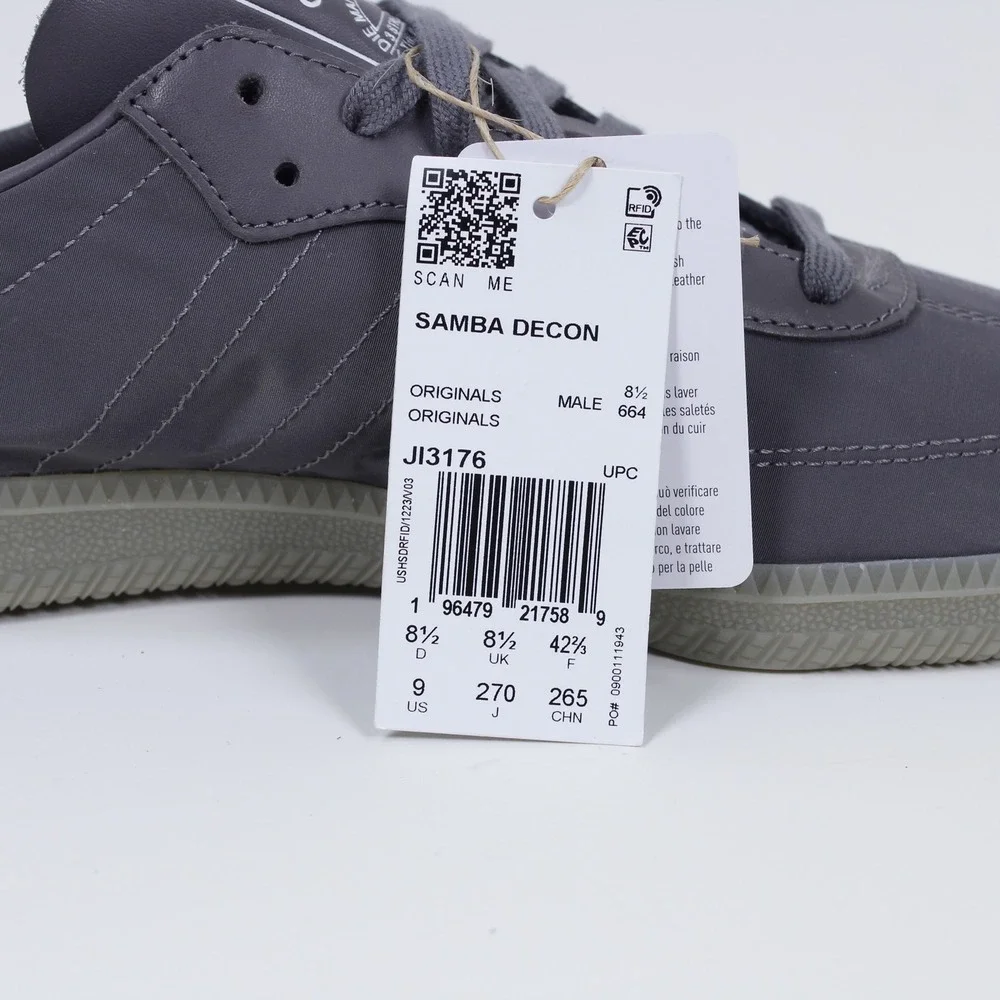 Adidas Originals Samba Decon Charcoal Grey Men's Size 9US / 8.5UK Sneakers NWOB